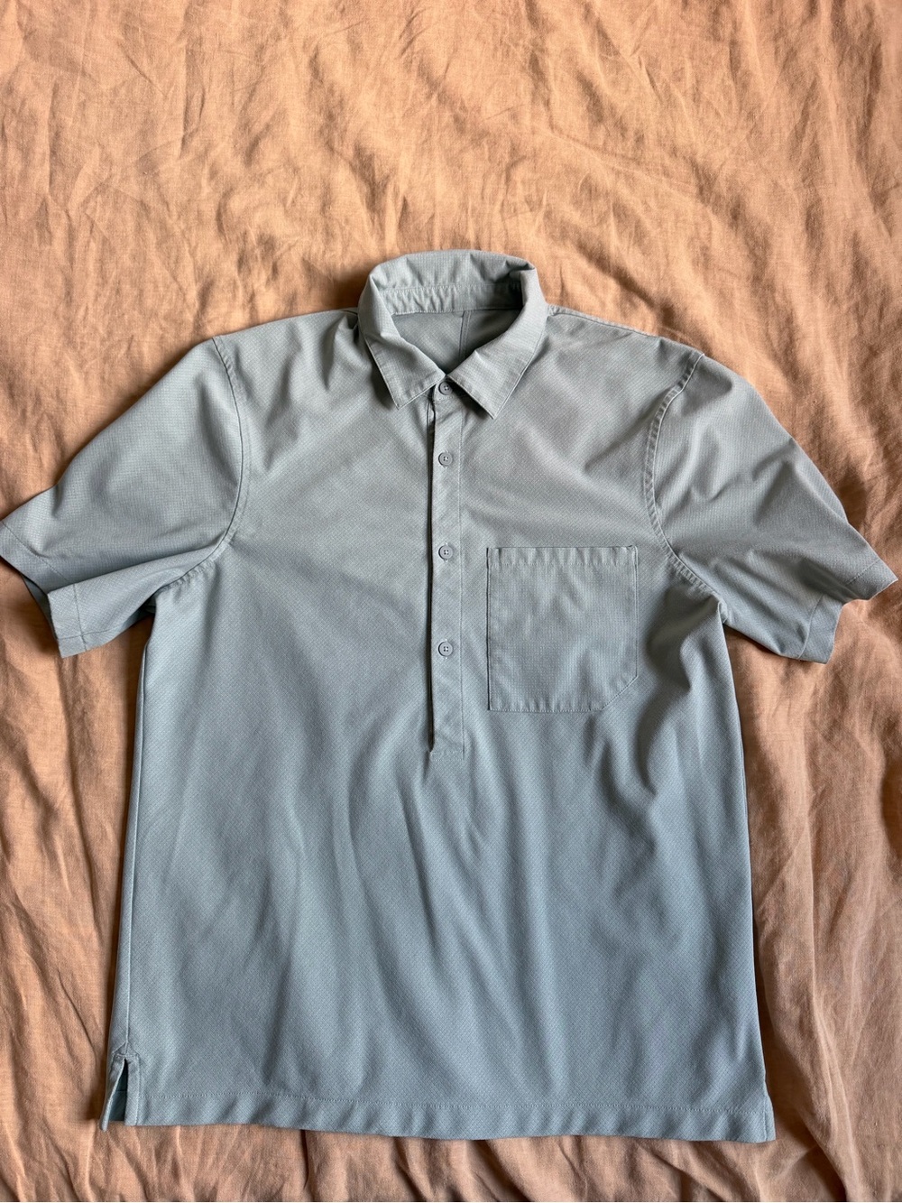 Lululemon Airing Easy wovenair polo short sleeve popover shirt mint green teal